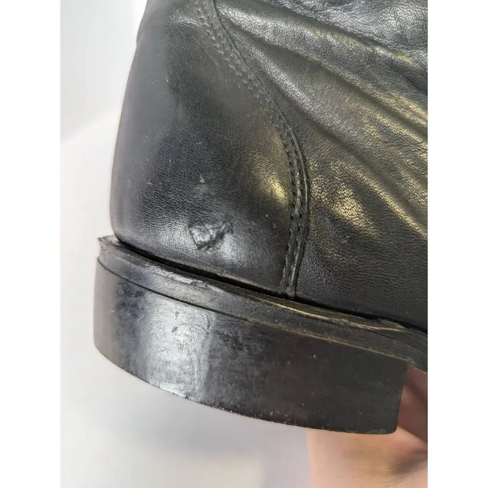 Vintage Kiltie fringe black leather lace up combat boots mens 10/10.5